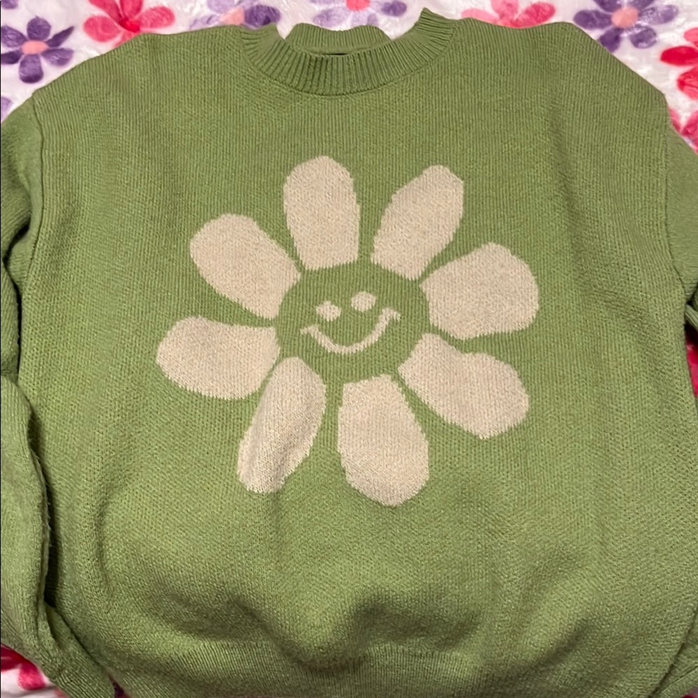 Green Floral Sweater